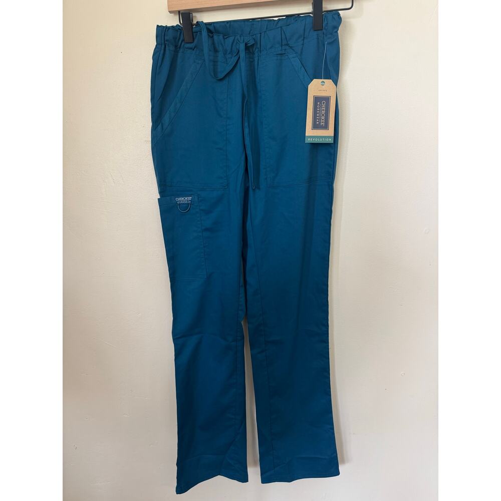NWT Cherokee Workwear Revolution WW020 Scrub Pants XS Teal Unisex Cargo
